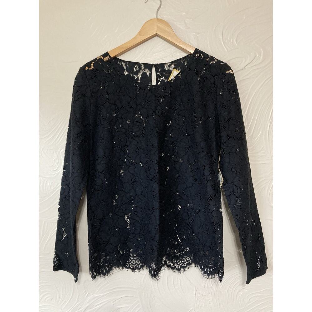 Luba by Hannah Payne sheer black lace long-sleeve blouse Size 6